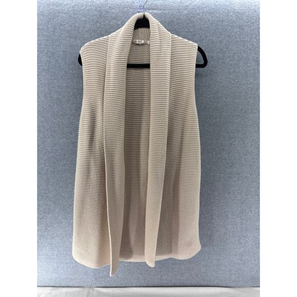 Gap Women's sz M Chunky Knit 100% Cotton Vest Sweater Cream Cozy Fall Warm BOHO - Picture 1 of 9
